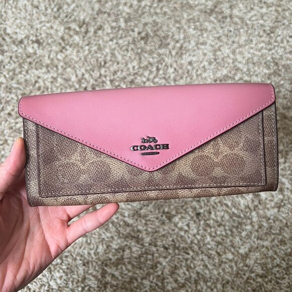 Coach Soft Wallet In Colorblock Signature Canvas - Picture 1 of 5